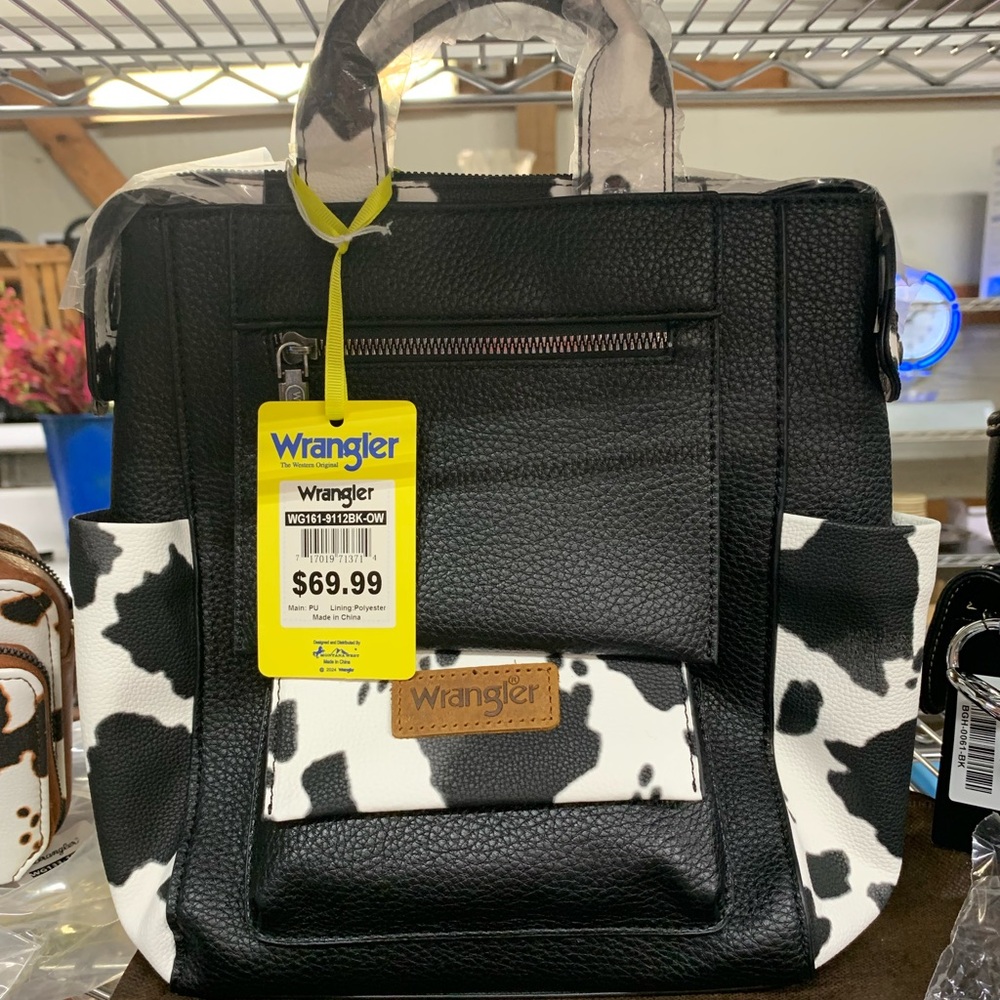 Wrangler Black and White Cow print Women's Backpack